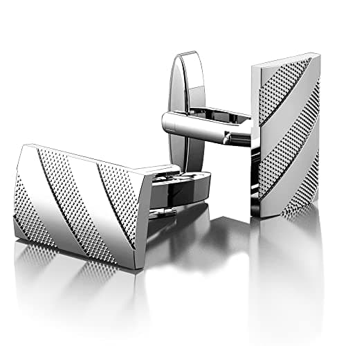 Image of CIOUYAOS Cufflinks for Men, cuff links with box, personalised men's silver cufflink Gift for Wedding Business Shirt (silver)