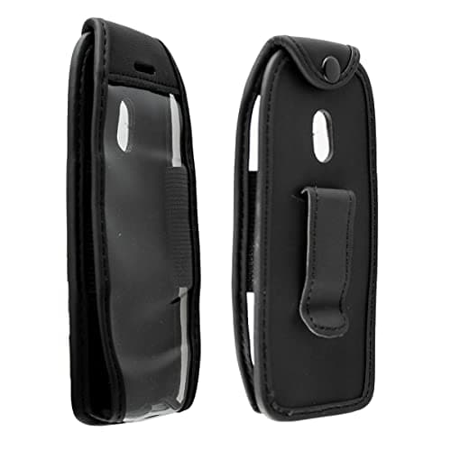 Image of caseroxx Leather-Case with belt clip compatible with Nokia 6310 (2021) made from genuine leather, Pouch with belt clip and viewing window in black
