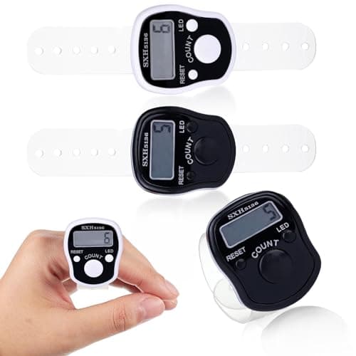 Image of 2 Pcs Tally Counters, Electronic Finger Counter 5 Digits Led Stitch Counter Golf Counter, Hand Tally Counter Tally Lap Counter, Mechanical Digital Finger Counters, Clicker Counter with Handheld Ring