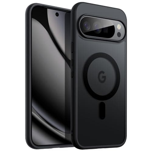 Image of JETech Magnetic Case for Google Pixel 10/10 Pro 2025, Compatible with MagSafe and Pixelsnap Charger, Translucent Matte Back Shockproof Phone Cover (Obsidian)