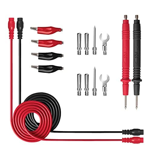 Image of JZK Universal electrical multimeter test leads set kit, include test lead cables, multimeter test probes, test needles, crocodile clips, banana plug, U shape connectors