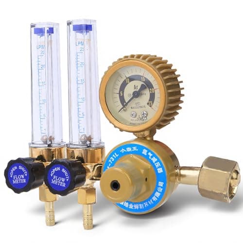 Image of Argon/CO2 Regulator Gas Flow Meter,Outlet Pressure 0.25MPa Dual Tube Pressure Reducer Gas Regulator Gauge Welding Weld Double Gauge Meter Welding Accessory