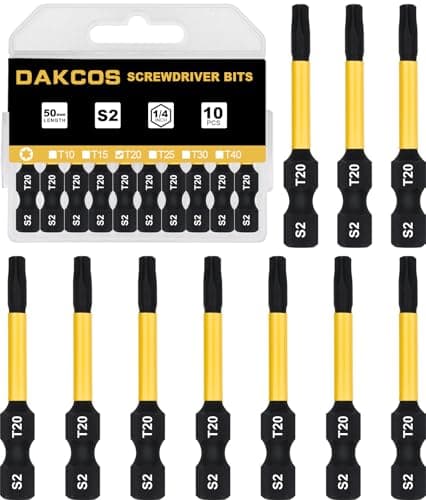 Image of DAKCOS T20 Torx Bit, Impact Driver Bits, 1/4" Screwdriver Bit Sets, 10PCS Premium S2 Alloy Steel Bits, 50mm Long