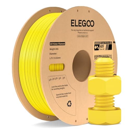 Image of ELEGOO ABS Filament 1.75mm Yellow 1KG, Heat Resistant 3D Printer Filament High Toughness & Impact Resistance, 1kg Spool for Most FDM Printer
