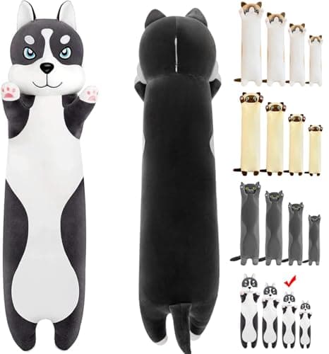 Image of Mikytoper Long Dog Plush Pillow - Soft Husky Plushie Stuffed Animals Plushie Pillow Long Husky Dog Plushie Pillow Gift for Kids Adult, Cute Home Decoration (70CM)
