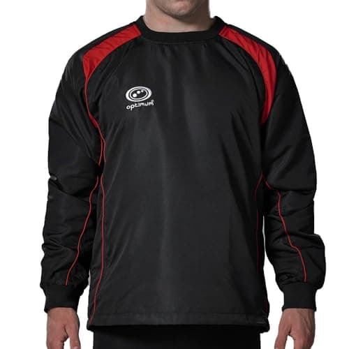 Image of Optimum Boys' Windbreaker Sports Contact Top Stay Cool and Comfortable During Rugby and Football Trainings in All Weather - Black/Red,SB