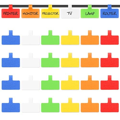 Image of Trilancer Cable Cord Labels Large Size, for Organizing Wires and Identification, Multicolored Handwriting Cable Tags, Reusable with Multiple Uses - 24 PCS