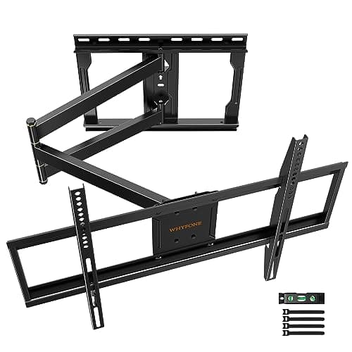 Image of TV Wall Bracket Mount Swivel WHYFONE Long Reach Corner TV Bracket with 838mm Articulated Arm, Tilt Extend Full Motion Wall Mount for 32-75 Inch Flat & Curved TVs up to 45kg max. VESA 600x400mm