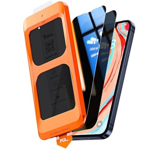 Image of TOCOL 2 Pack for iPhone 14 Privacy Screen Protector 6.1-Inch, True 25°Anti Spy, Instant Installation, 16FT Military Grade Shatterproof, Tempered Glass, Case Friendly, HD Coverage Protection