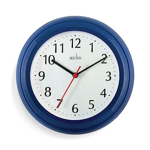 Image of Acctim Wycombe Kitchen Wall Clock Quartz Arabic Numerals Blue 22cm