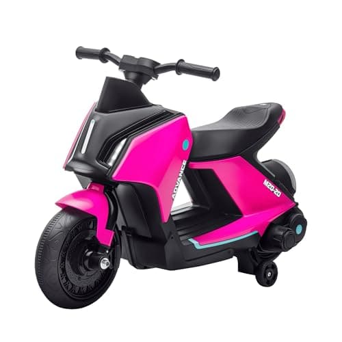 Image of HOMCOM 6V Kids Electric Motorbike Ride On Toy w/Music LED Lights Training Wheels for Girls Boy 2-4 Years Pink