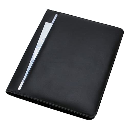 Image of Alassio Cremona 43006-1 Writing Case A4 Nappa Leather Document Folder Black Conference Folder Approx. 32 x 25 x 2 cm Folder for A4 Documents with Calculator, Pad A4 and Pockets