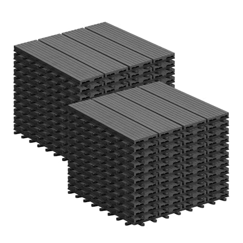 Image of Laneetal 22 Pcs WPC Decking Tiles Grey Terrace Decking Wood Plastic Composite Interlocking Flooring Weather Resistant 30 x 30 cm (2 m²)