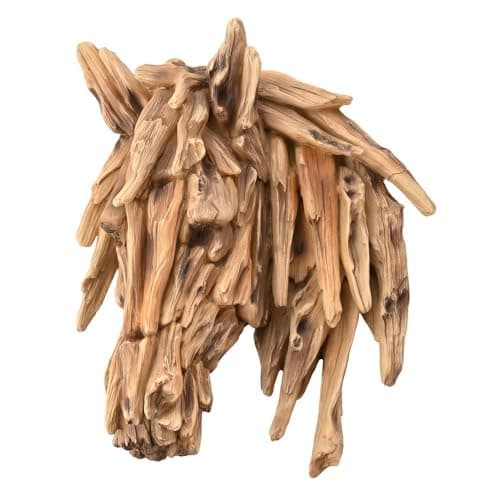 Image of Widdop and Co. - Naturecraft - Driftwood Collection - Wood Effect Self Standing Horse Head Wall Art/Figurine/Decorative Ornament - Homeware For Animal Lovers & Wildlife Enthusiasts.