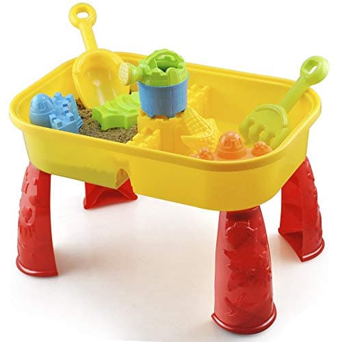 Image of KandyToys Sand and Water Table with Lid and Accessories - Kids Outdoor Play Garden Sandpit