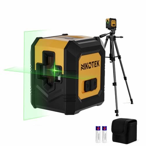 Image of Nikotek Green Laser Level with Upgraded 1.2M Tripod, Self-Leveling Bright Green Beam Horizontal and Vertical Cross Line Laser for Home Decoration DIY etc.Carrying Pouch Battery&Tripod Included