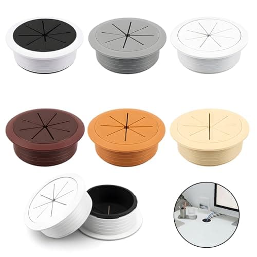 Image of 6 Pcs Worktop Cable Tidy Hole 60mm, Cable Management Holes Durable ABS, Desk Grommet for Office Home Computer Desk No Tools Required