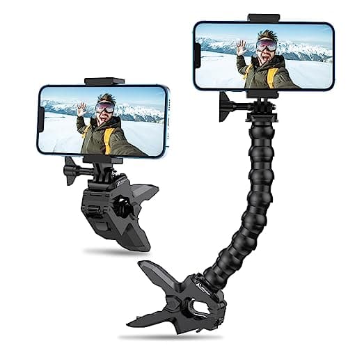 Image of Jaws Flex Clamp Mount with Adjustable Gooseneck for with 4-7'' Smartphone, GoPro Hero 13 12 11, 10, 9, 8, 7, 6, 5, 4, Session 3+, 3, 2, 1 Max, Hero (2018) Fusion, DJI Osmo Cameras