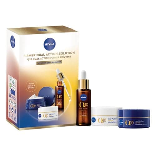 Image of NIVEA Q10 Anti-Wrinkle Power Face Care Set, Gift Set with Day Cream (50 ml), Night Cream (50 ml) and Dual Action Serum (30 ml), Anti-Age Care Set