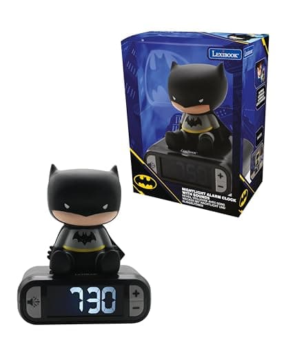 Image of LEXIBOOK, Batman, Nightlight alarm clock, Sounds and Melodies, LCD Backlit screen, Luminous, Snooze, Black, RL800BATLXB