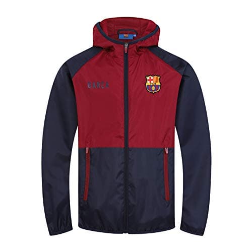 Image of FC Barcelona Official Gift Boys Shower Jacket Windbreaker Navy Red 12-13 Years