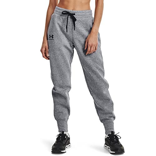 Image of Under Armour Rival Fleece Joggers Trousers, Women Grey, Steel Medium Heather / Black / Black (035), LG