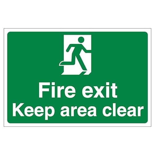 Image of V Safety Fire Exit Keep Area Clear - Anti-Slip Floor Sign 450 x 300 mm - Anti-Slip Floor Sticker Safety Sign