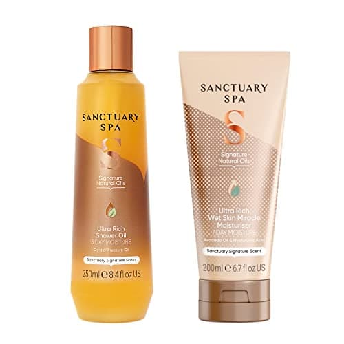 Image of Sanctuary Spa Ultra Rich Shower Oil for Dry Skin With Wet Skin Miracle Moisturiser No Mineral Oil Cruelty Free