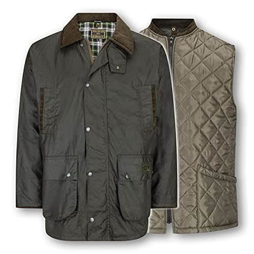 Image of WALKER AND HAWKES - Men's Wax 3-in-1 Greendale Jacket - Olive - Large
