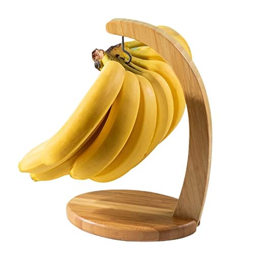 Image of Banana Holder Banana Hanger Multifunctional Shelf Banana Tree Hanger Wooden Sturdy Display with Hook for Storing Fruit The Worktop at Home or in The Bar