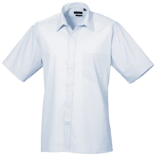 Image of Premier Mens Short Sleeve Formal Poplin Plain Work Shirt (17.5) (Light Blue)