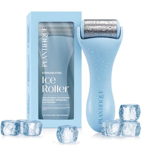 Image of PLANTIFIQUE Facial Ice Roller - Puffiness Cryotherapy Skin Care Massage Tool - Stainless Steel Roller for Men & Women - Metal Massager for Face, Eyes and Body