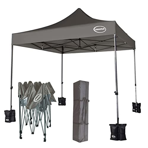 Image of MAXIMUS HEAVY DUTY POP UP GAZEBO 3m x 3m COMMERCIAL MARKET STALL WITH 4 WEIGHT BAGS (No Walls, Grey)