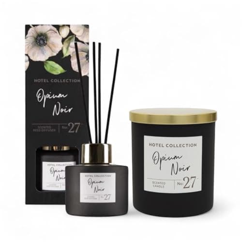 Image of Hotel Cōllection -Aldi No27 Opium Noir Scented Reed Diffuser & 2 wick Candle set - 100ml/300g