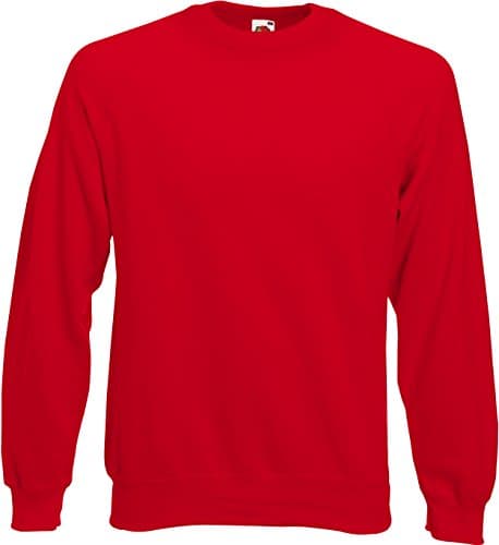 Image of Fruit of the Loom Raglan Sweatshirts in 12 Colours and Sizes S, M, L, XL and XXL Red, M (Medium)
