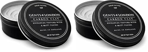Image of Gents of London Carbon Clay 75g – Premium Mens Hair Clay, Medium Hold Matte Finish, Texturising Styling Wax, Low Shine Barber Quality (Pack of 2)