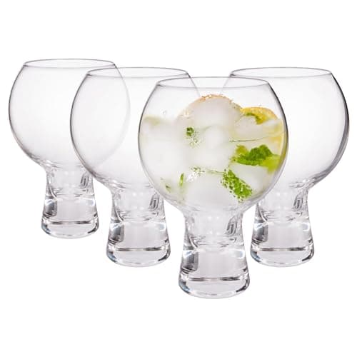 Image of Rink Drink Short Stem Gin Glasses Set of 4-525ml Large Balloon Copa de Balon Glasses for Gin & Tonic, Cocktails & Wine - Modern Goblet Design - Dishwasher Safe Barware