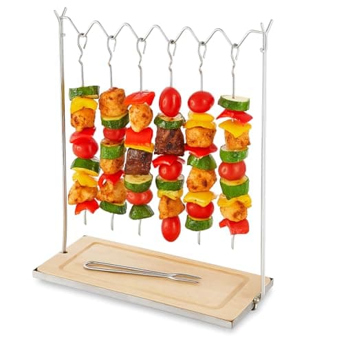 Image of Tower Outdoor Living, 6pc Hanging Skewers Set with Stand, Stainless Steel, T932012