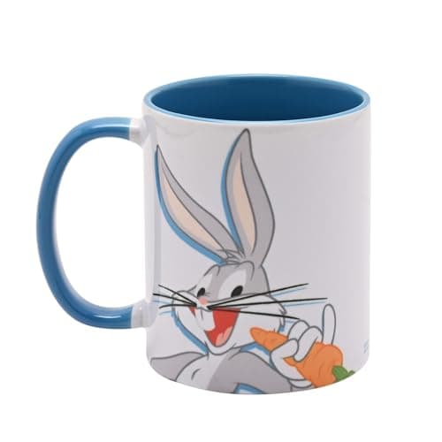 Image of Looney Tunes Bugs Bunny Ceramic Light Blue Mug (320ml / 11oz)| Warner Bros Official Merchandise | Funny Novely Cartoon Gift for Adults & Kids | Tea, Coffee & Hot Drinks Drinking Cup