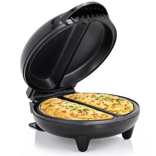 Image of Elite Gourmet Gourmet Breakfast, Dessert, 2 Individual Portions, EOM205 Non-Stick Omelet, Frittata, Snack Pocket Maker, Stainless Steel and Black