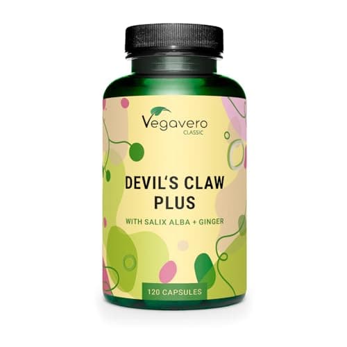 Image of Vegavero Devil’s Claw | 4400 mg (8:1) Extract | NO Additives, Lab-Tested | with White Willow Bark & Ginger | Natural Joint Support | Harpagophytum with 2% Harpagoside | 120 Capsules | Vegan