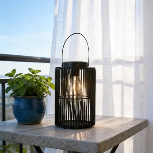 Image of Black Solar Lanterns Outdoor Waterproof Suitable for Gardens Backyard, Patio Decor, Birthday Gifts for Women Mom Grandma, Hanging Garden Lights for Outside