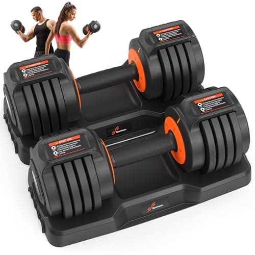 Image of Sportneer Adjustable Dumbbells Set (11kg Each) : Dumbbells Set for Men, Adjustable Weights with Anti-Slip Texture Handle for Men Women Home Gym Strength Training Equipment Pair