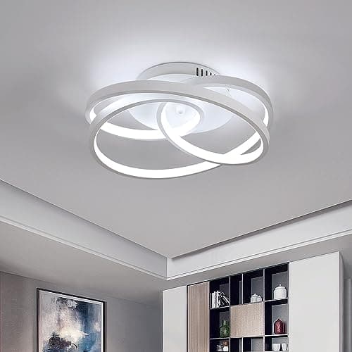Image of Dorlink LED Ceiling Light, White Round Shape Personality Creative Modern Ceiling Lights, 40W Cool White 6500K Aluminum Light Fittings Ceilings for Bedroom, Hallway, Living Room, Kitchen