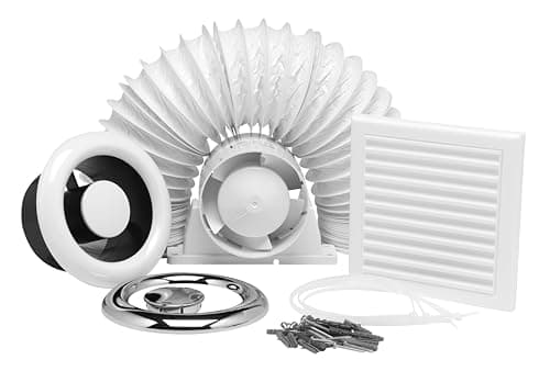 Image of Xpelair Airline Al100T 4"/100mm Inline Axial Extractor Fan with Timer for Bathrooms and Shower Rooms, Complete with Loft Fitting Kit, White