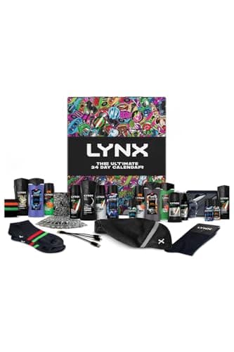 Image of Lynx THE ULTIMATE 24-Day Christmas Calendar with Lynx, Black, Gold, Blue Lavender, Jungle Fresh Body Wash, Body Spray, Deodorant, Antiperspirant with 8x Gift Items Set for Him