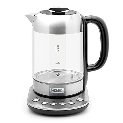Image of Haden Richmond Kettle – Electric Variable Temperature Fast Boil Kettle, 3000W, 1.7Litre, Brushed Stainless-Steel & Glass
