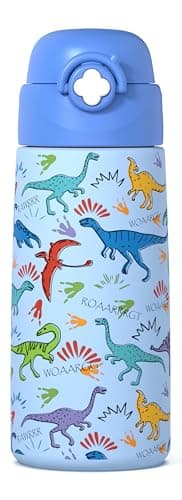 Image of Ntswasd Boys Insulated Water Bottle with Covered Pop-Up Straw,500 ML Kids Cups with Stainless Steel Leak Proof for School(Dinosaur)