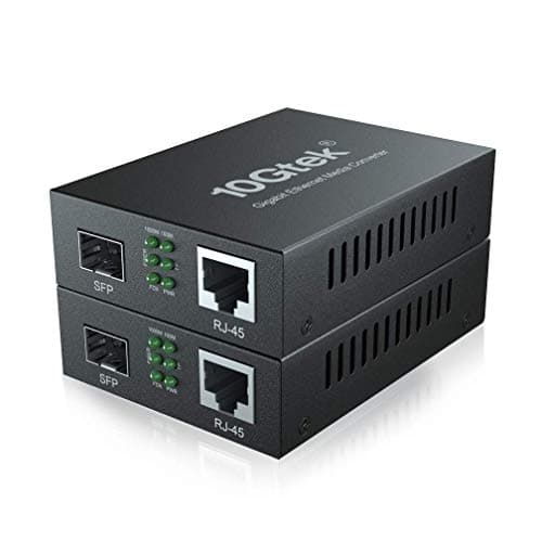Image of 10Gtek [2 Pack] Gigabit Ethernet Media Converter, Open SFP Slot, 10/100/1000M RJ45 to 1000M SFP, with a British Power Supply