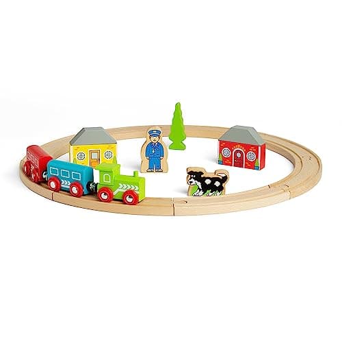 Image of Bigjigs Rail, First Wooden Train Set, Train Gifts For Kids, 20 Piece, Train Set For 3 Year Old Boys, Train Toys For Toddlers